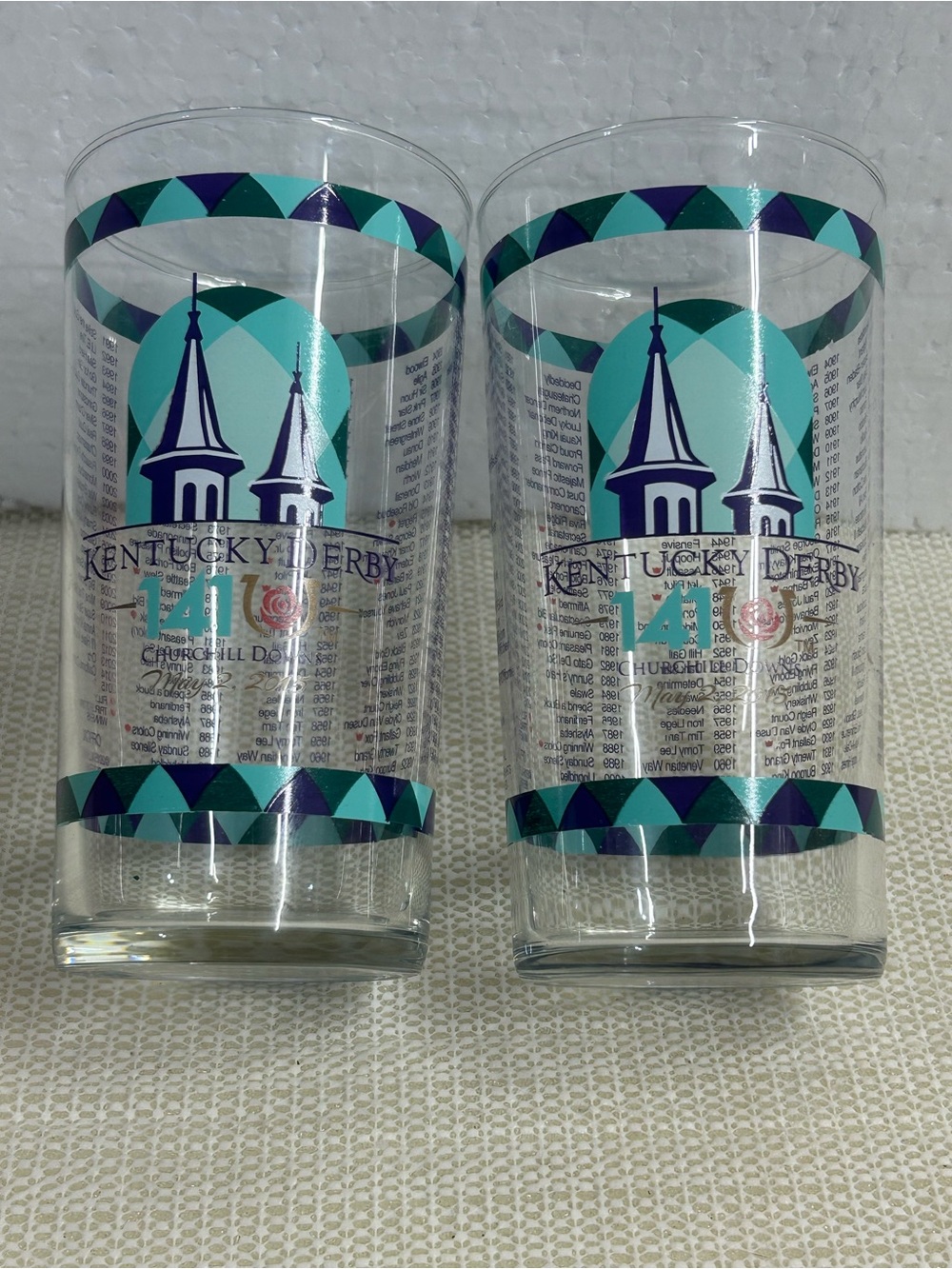 Kentucky Derby Churchill Downs 141 Pint Glasses - Teal & Purple